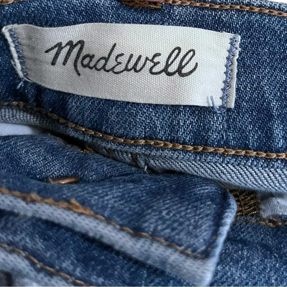 Madewell The Perfect Vintage Straight Leg Crop Medium Wash Distressed Jeans 32P - Picture 6 of 8